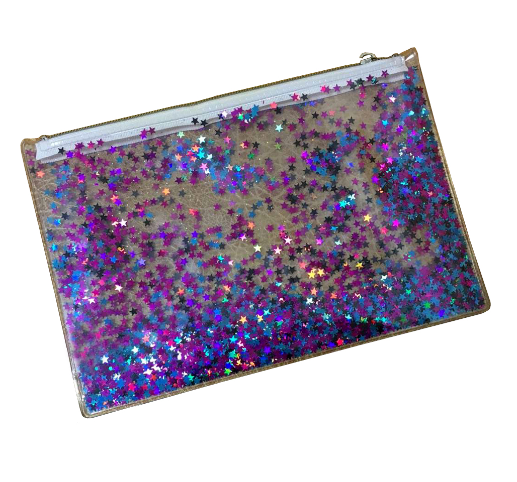 liquid glitter cosmetic zipper bag